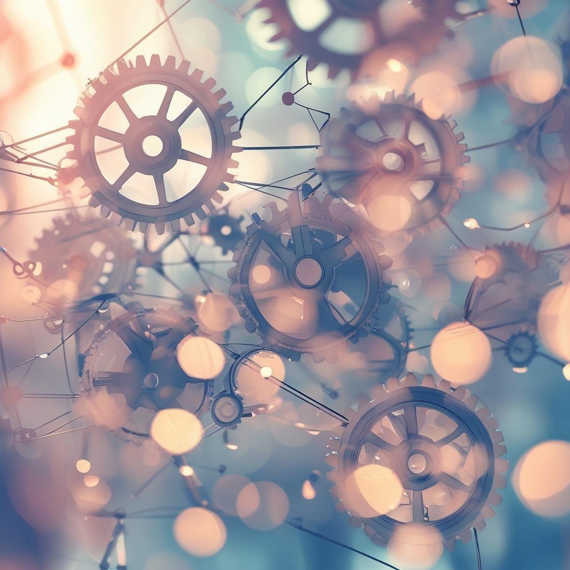 Engranajes representando la integración entre una startup y una empresa consolidada.